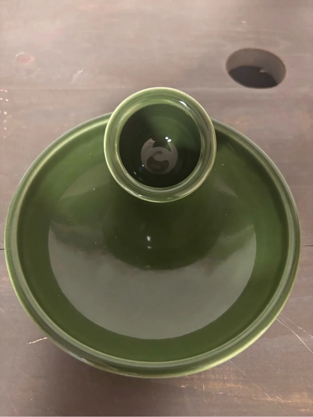 Vintage Williams Sonoma Olive Bowl Portugal Pit Dish Display Stoneware Green